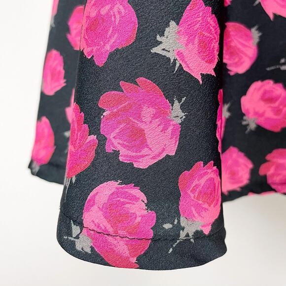 Vintage 90s Next Collection UK Rose Printed Floral Satin Circle Skirt - Picture 2 of 11